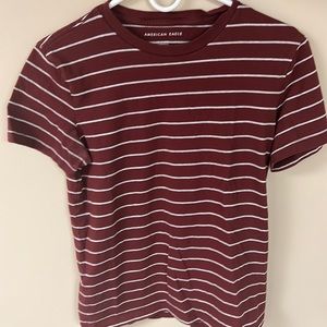 American eagle standard fit striped shortsleeved tee maroon white XS extra small